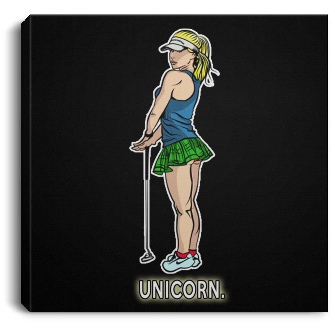 OPG Custom Design #18. Unicorn. Golf. Square Canvas .75in Frame