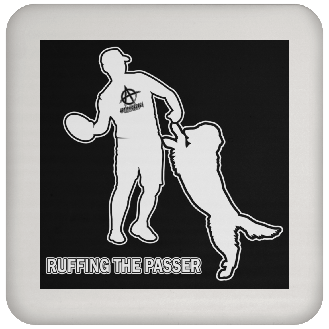 ArtichokeUSA Custom Design #38. Ruffing the Passer. Labrador Retriever. Male. Coaster