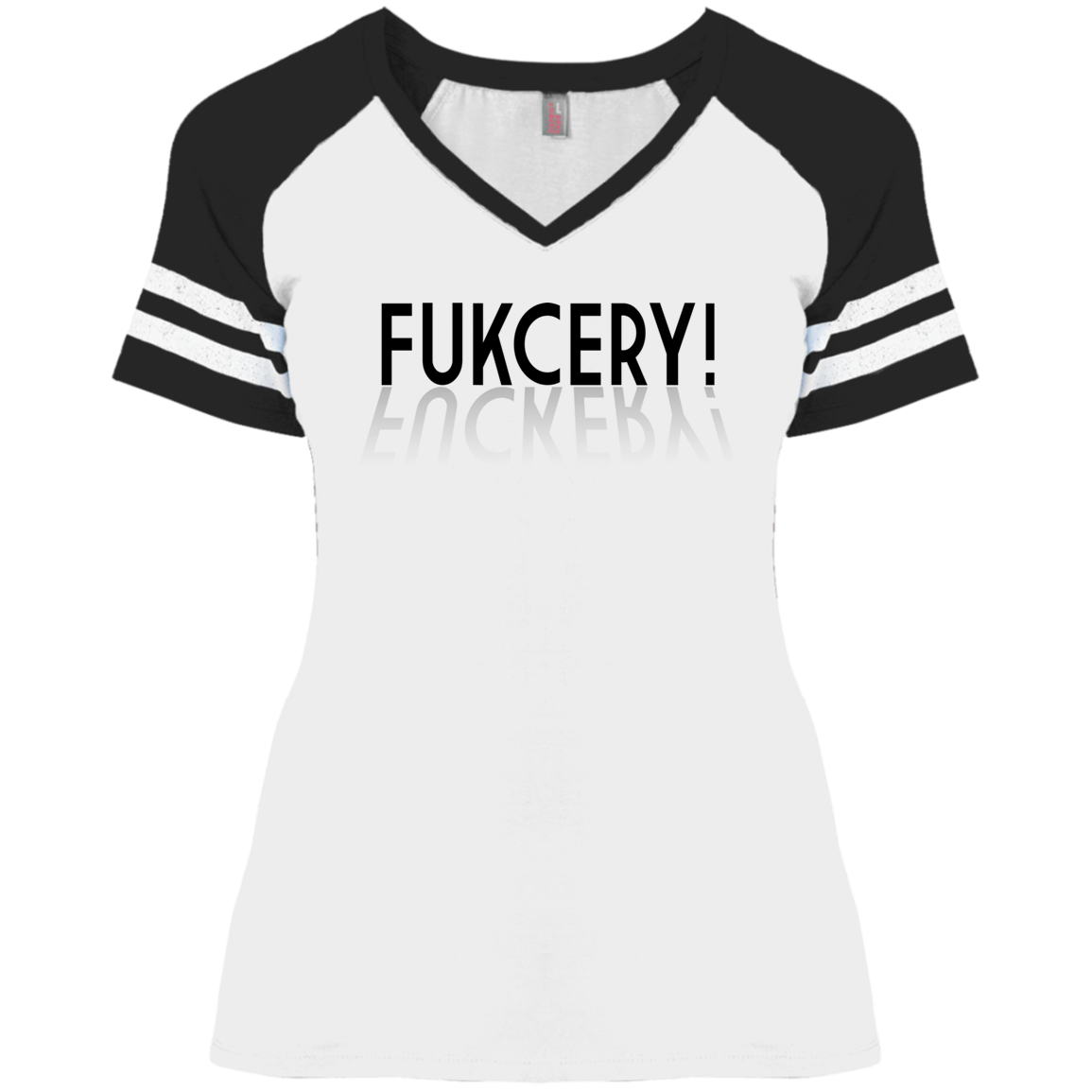 ArtichokeUSA Custom Design. FUKCERY. The New Bullshit. Ladies' Game V-Neck T-Shirt