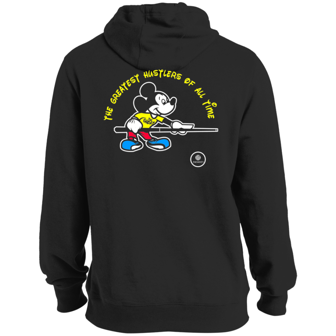 The GHOATS Custom Design #19. Look at the back. Mickey Hustle. Mickey Fan Art. Ultra Soft Hoodie