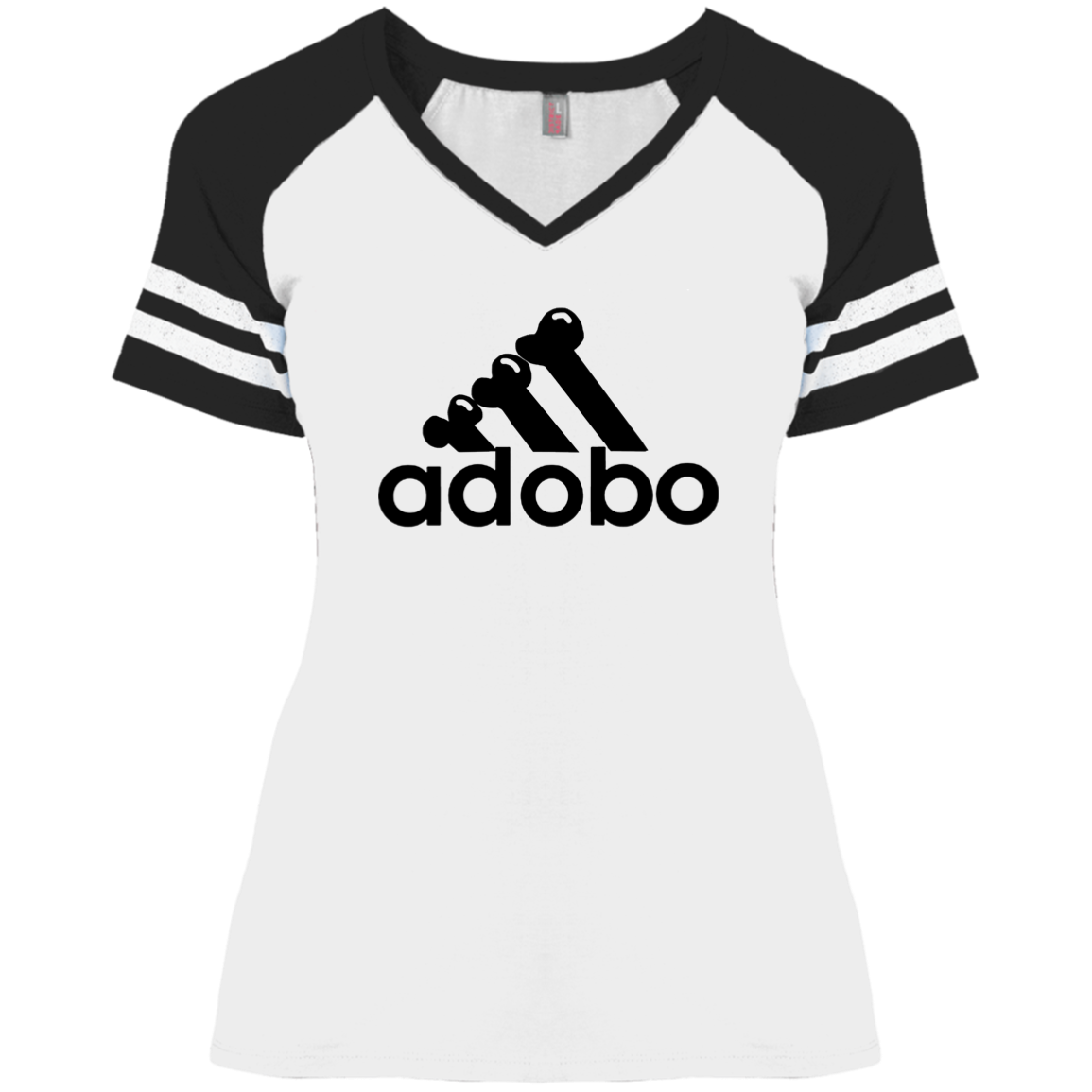 ArtichokeUSA Custom Design. Adobo. Adidas Parody. Ladies' Game V-Neck T-Shirt