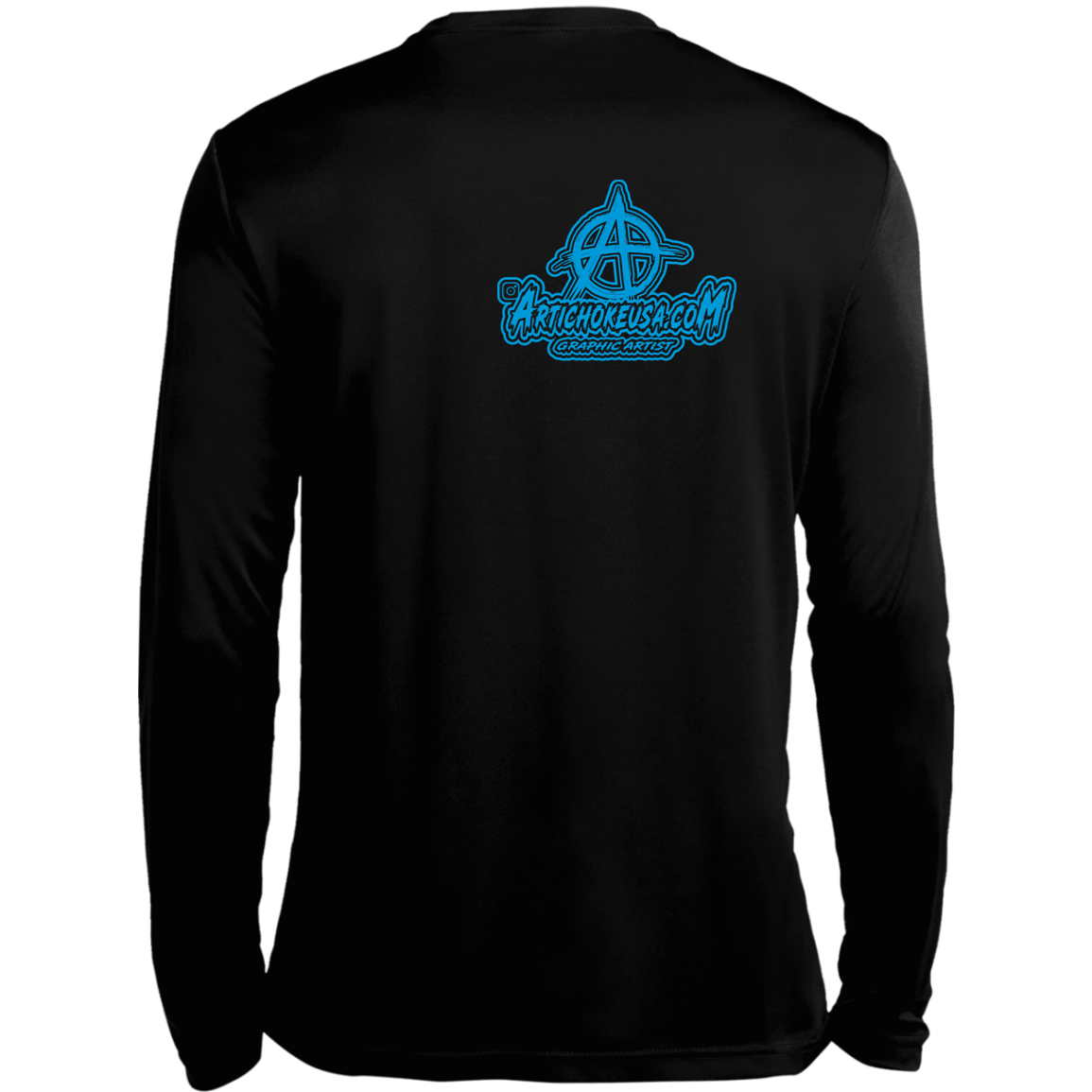 ArtichokeUSA Character and Font design. Let's Create Your Own Team Design Today. My first client Charles. Long Sleeve Moisture-Wicking Tee