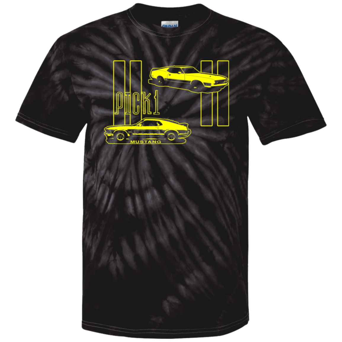 ArtichokeUSA Custom Design. Pick 1 Mustang. Mach 1 Mustang Parody. Cars. Tie Dye 100% Cotton T-Shirt