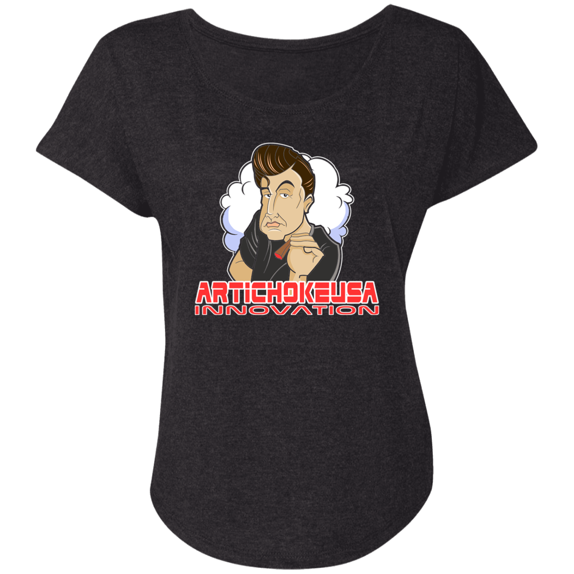 ArtichokeUSA Custom Design. Innovation. Elon Musk Parody Fan Art. Ladies' Triblend Dolman Sleeve