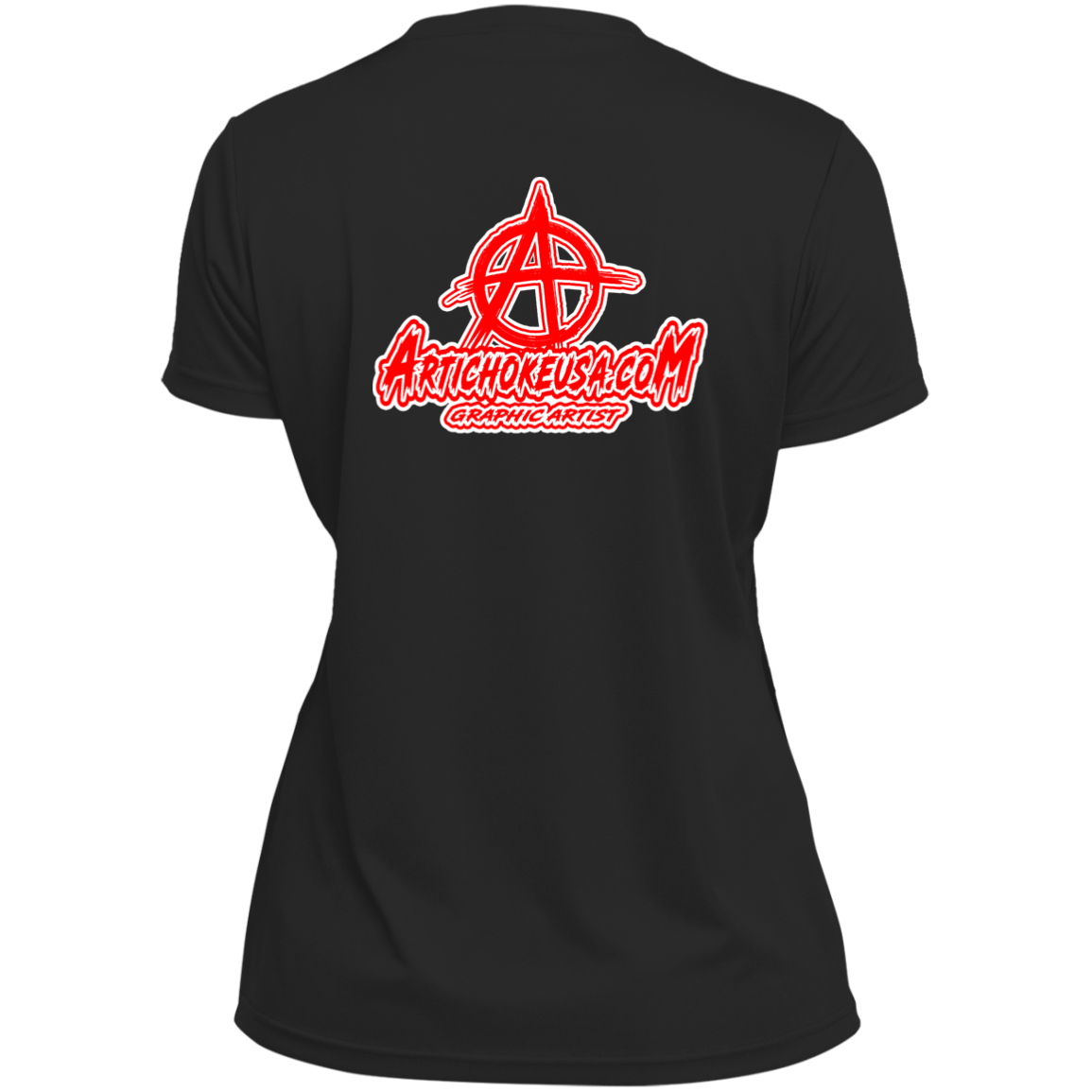 ArtichokeUSA Custom Design. Metallica Style Logo. Let's Make One For Your Project. Ladies’ Moisture-Wicking V-Neck Tee