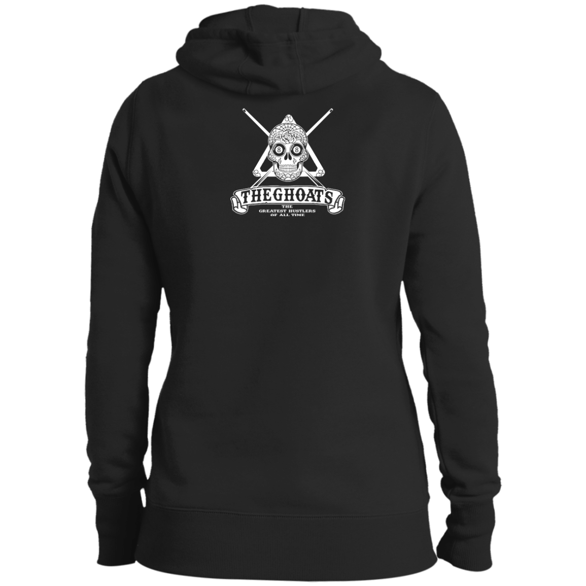 The GHOATS Custom Design #37. Sugar Skull Pool Theme. Ladies' Pullover Hoodie