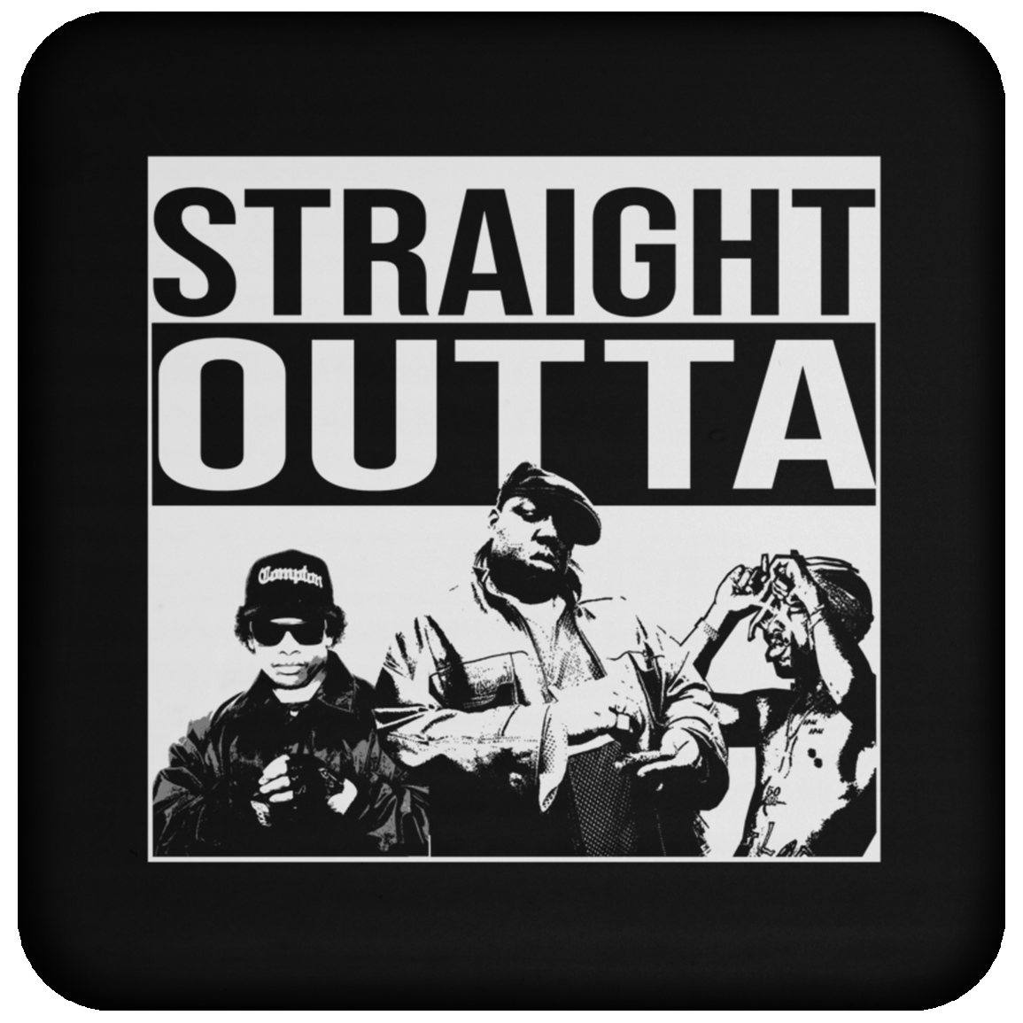 ArtichokeUSA Custom Design #23. GOATs of Rap. Straight Outta Rappers. Parody Fan Art. Coaster