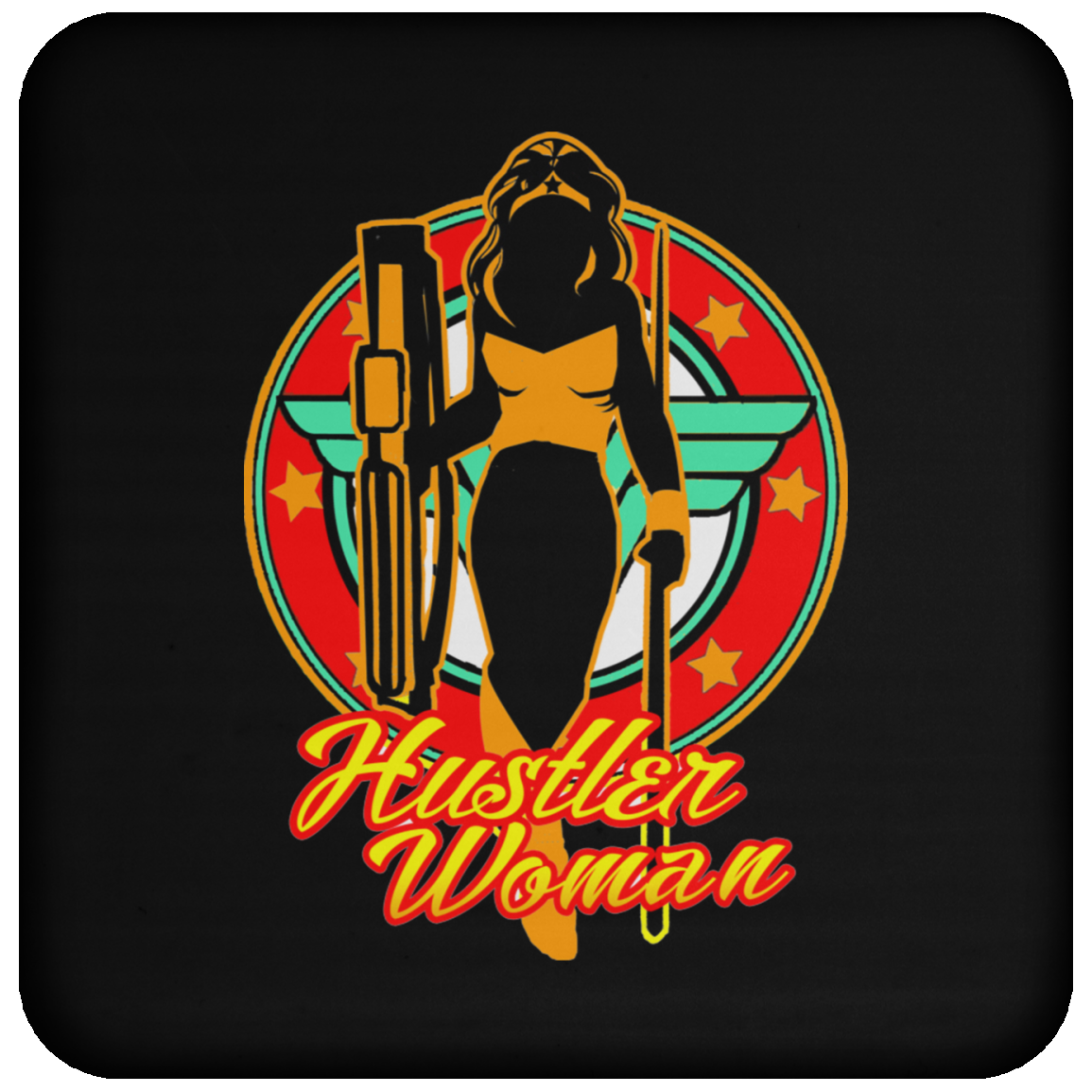 The GHOATS custom design #15. Hustler Woman. Wonder Woman Fan Art Parody. Pool Billiards. Coaster