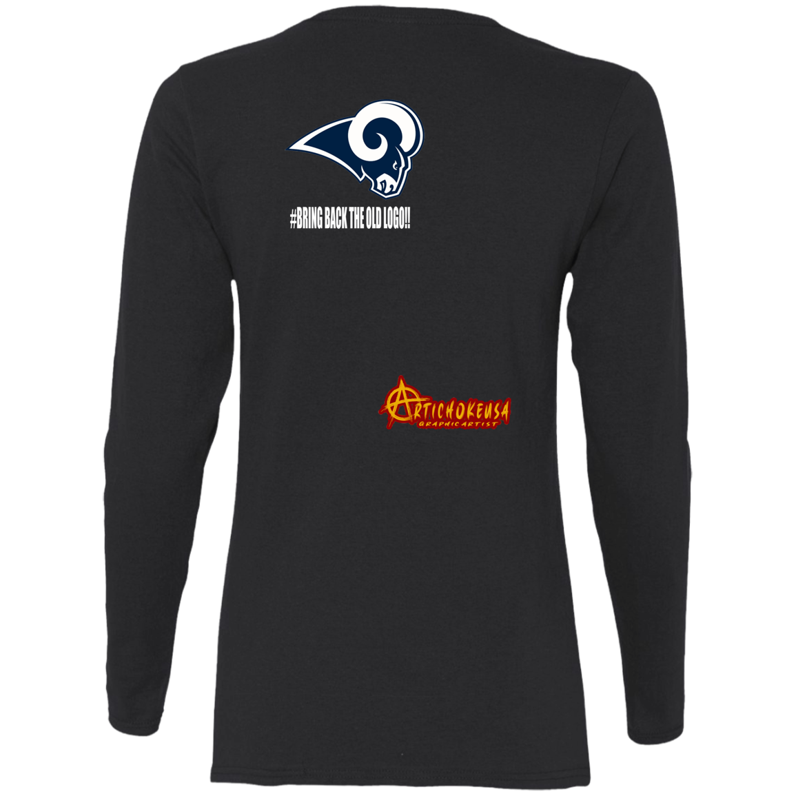 ArtichokeUSA Custom Design. LA Ram's Todd Gurley Jurassic Park Fan Art / Parody. Ladies' 100% Cotton Long Sleeve T-Shirt