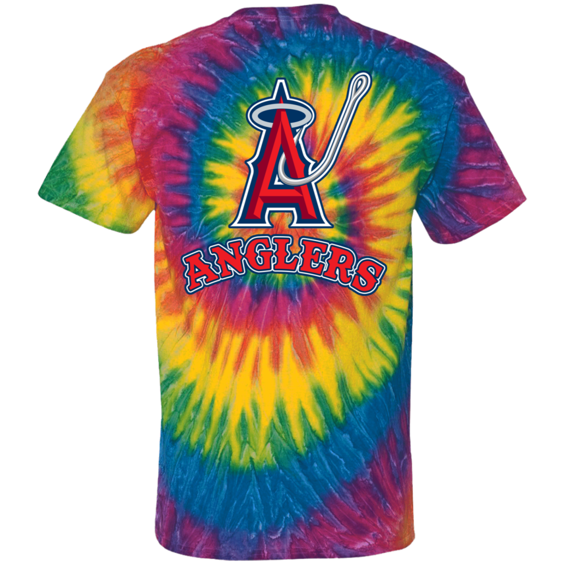 ArtichokeUSA Custom Design. Anglers. Southern California Sports Fishing. Los Angeles Angels Parody. 100% Cotton Tie Dye T-Shirt