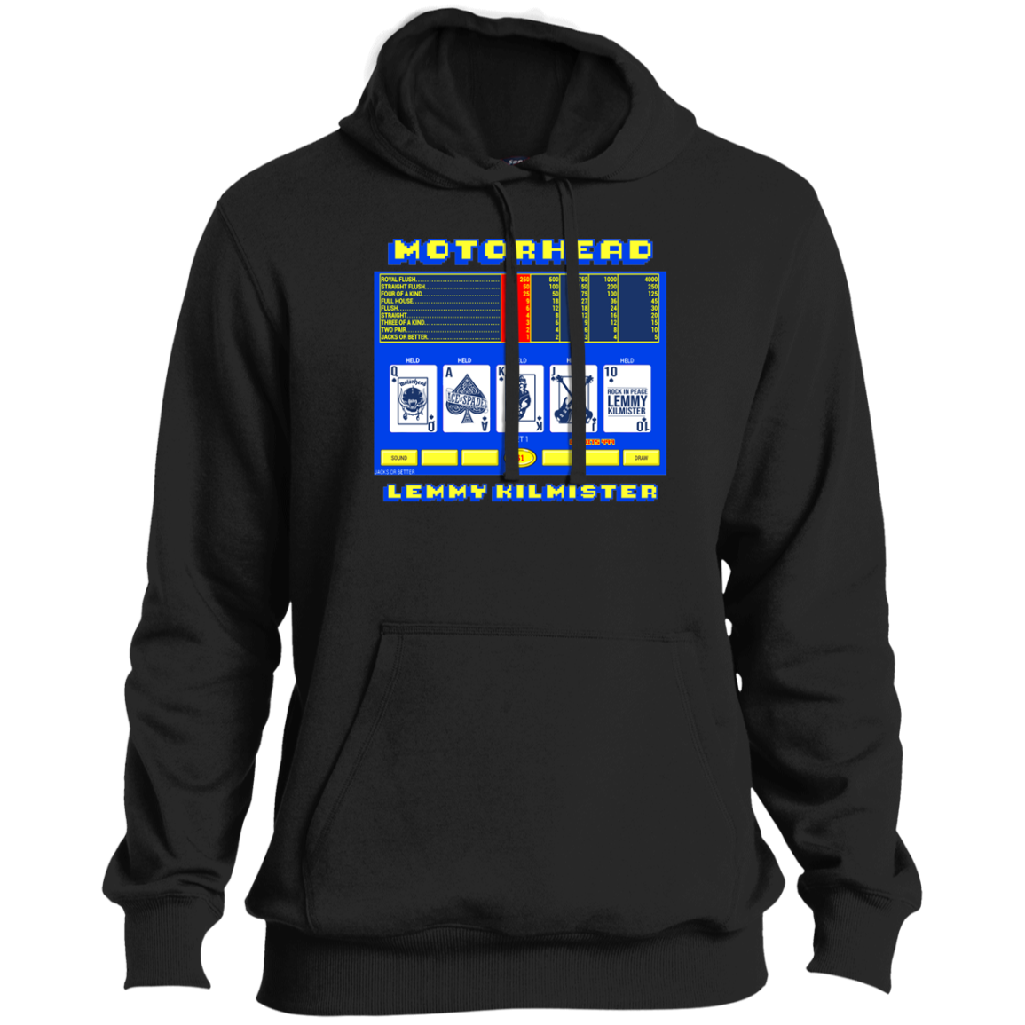 ArtichokeUSA Custom Design. Motorhead's Lemmy Kilmister's Favorite Video Poker Machine. Rock in Peace! Tall Pullover Hoodie