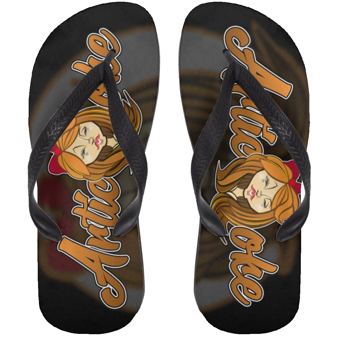 ZZ#21 Characters and Fonts. Aubrey. A show case of my characters and font styles. Adult Flip Flops