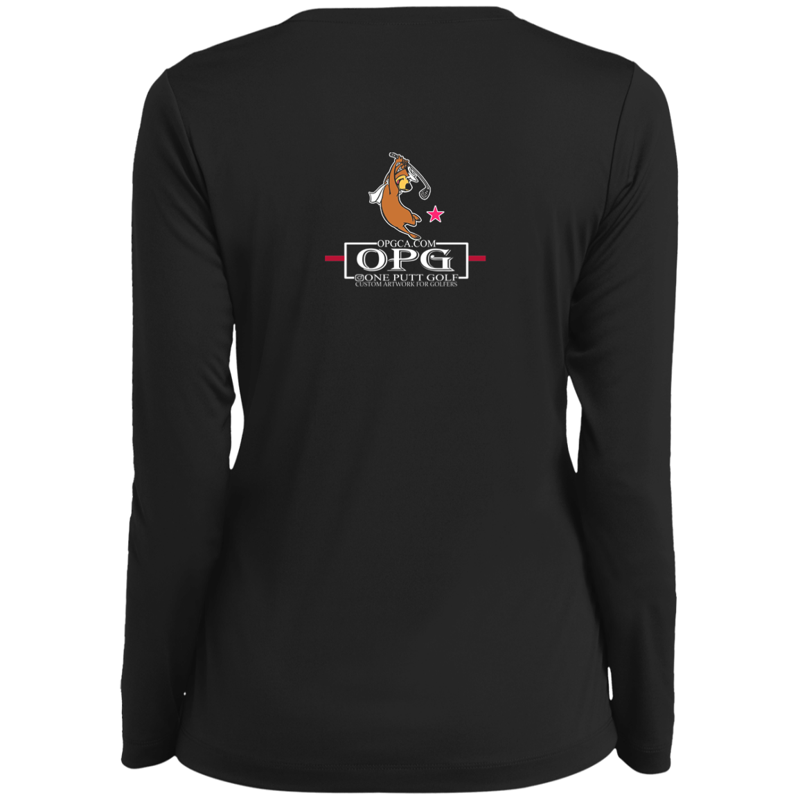 Custom Design #15. Golf Southern California with Yogi Fan Art. Ladies’ Long Sleeve Performance V-Neck Tee