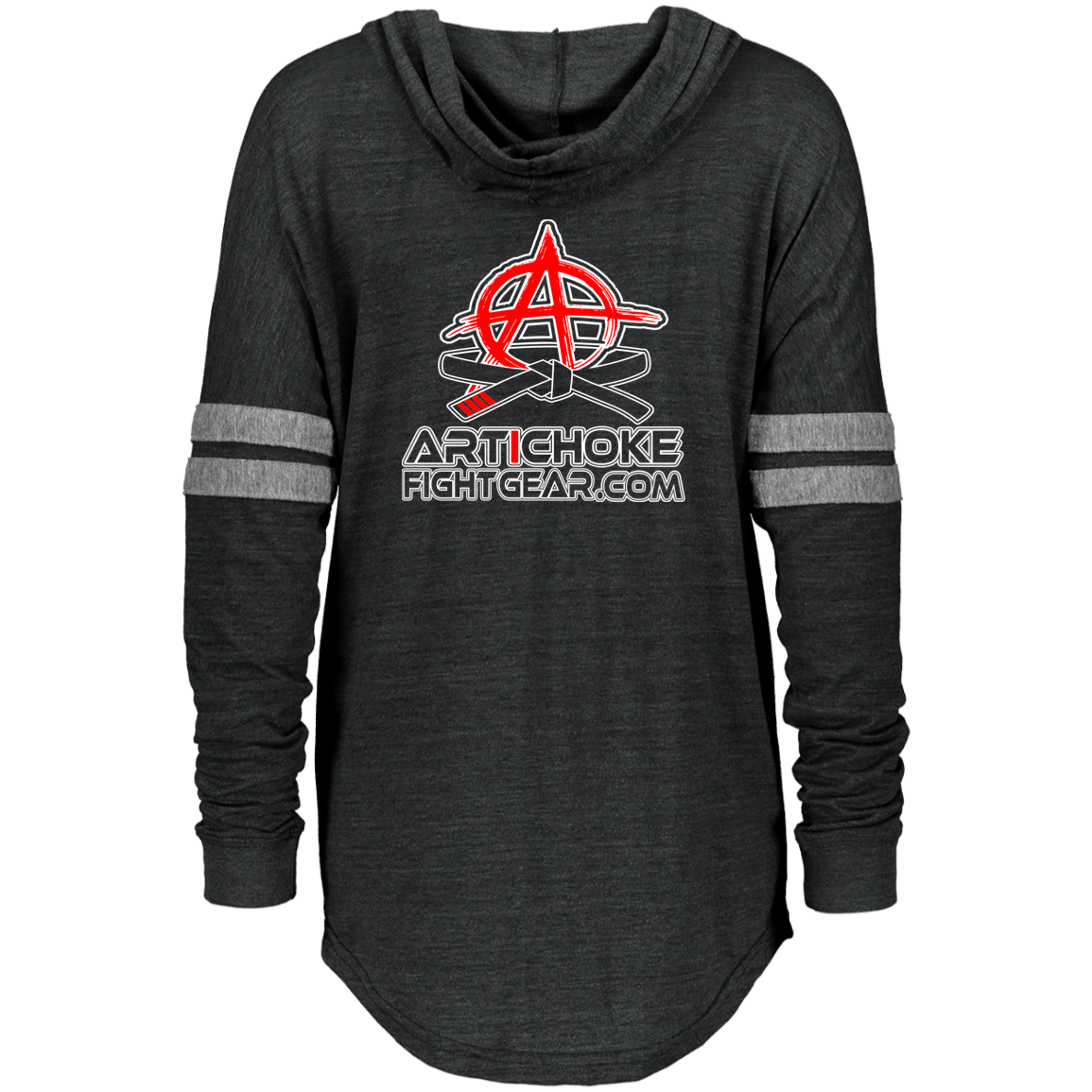 Artichoke Fight Gear Custom Design #16. They See Me Rolling. Ladies Hooded Low Key Pullover