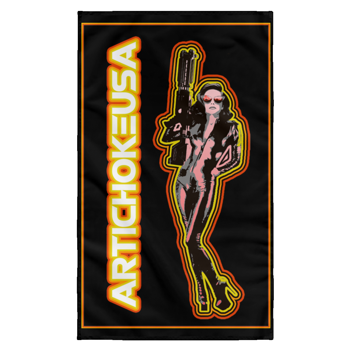 ArtichokeUSA Character and Font design. Let's Create Your Own Team Design Today. Mary Boom Boom. Wall Flag