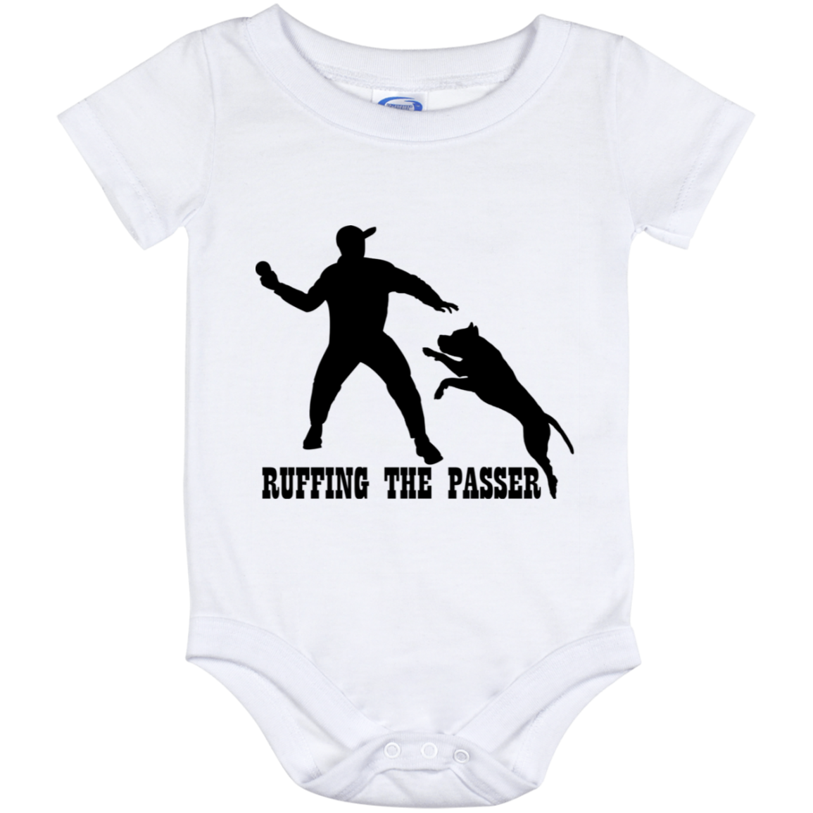 ArtichokeUSA Custom Design. Ruffing the Passer. Pitbull Edition. Male Version. Baby Onesie 12 Month
