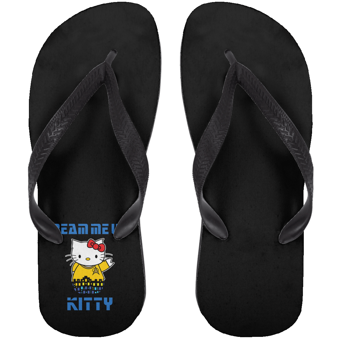 ArtichokeUSA Custom Design. Beam Me Up Kitty. Fan Art / Parody. Adult Flip Flops