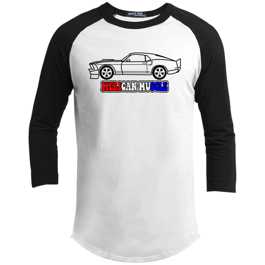 ArtichokeUSA Custom Design. Merican Muscle. Wu-Tang / Mustang Parody. Youth 3/4 Raglan Sleeve Shirt