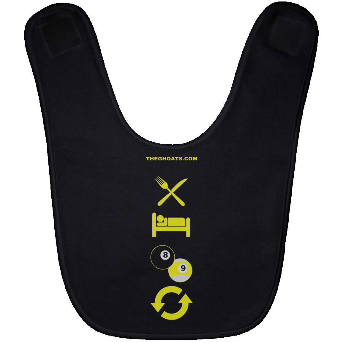 The GHOATS custom design #8. Eat. Sleep. Pool. Repeat. Pool / Billiards. Baby Bib
