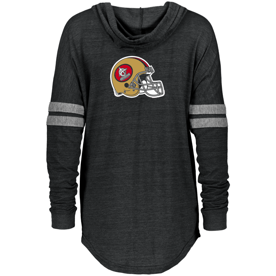 ArtichokeUSA Custom Design #50. 9ers Love. SF 49ers Fan Art. Let's Make Your Own Custom Team Shirt. Ladies Hooded Low Key Pullover