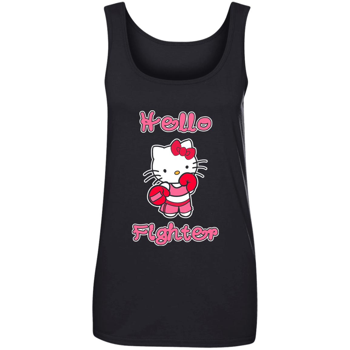 Artichoke Fight Gear Custom Design #13. Hello Fighter. Hello Kitty Parody Fan Art. MMA. Ladies' 100% Ringspun Cotton Tank Top