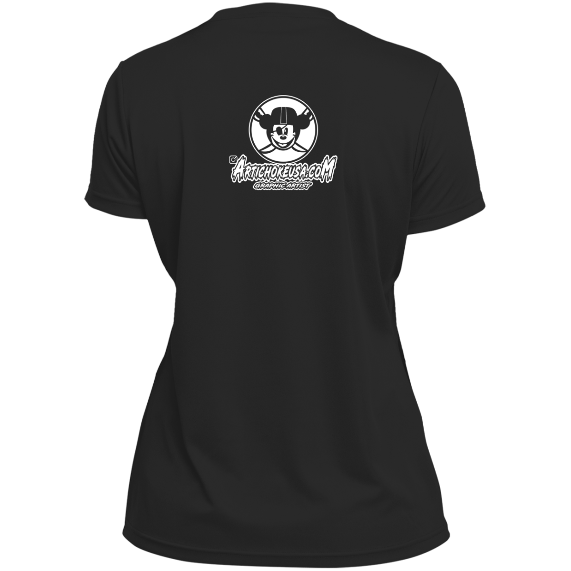ArtichokeUSA Custom Design. Las Vegas Raiders & Mickey Mouse Mash Up. Fan Art. Parody. Ladies’ Moisture-Wicking V-Neck Tee