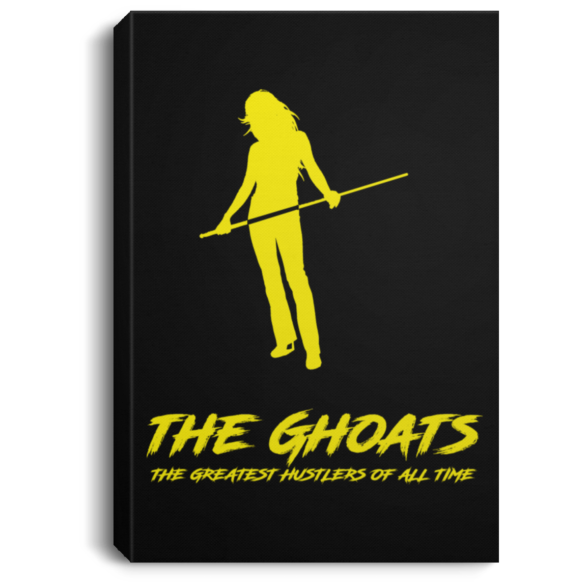 The GHOATS custom design #36. Shark Sighted. Female Pool Shark. Shoot At Your Own Risk. Pool / Billiards. Portrait Canvas .75in Frame