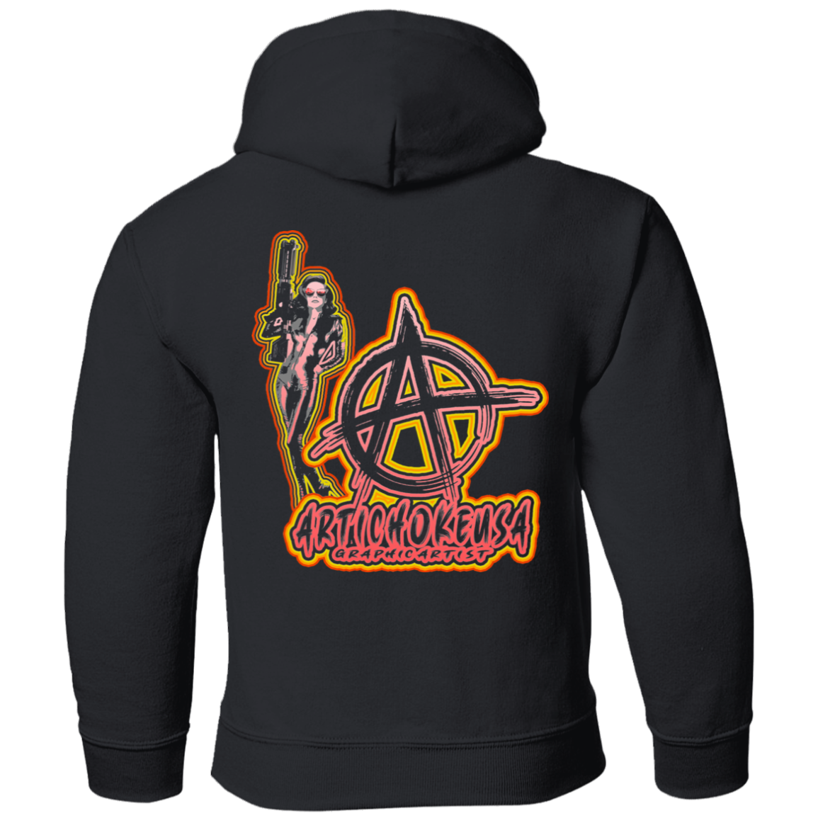 ArtichokeUSA Character and Font design. Let's Create Your Own Team Design Today. Mary Boom Boom. Youth Pullover Hoodie