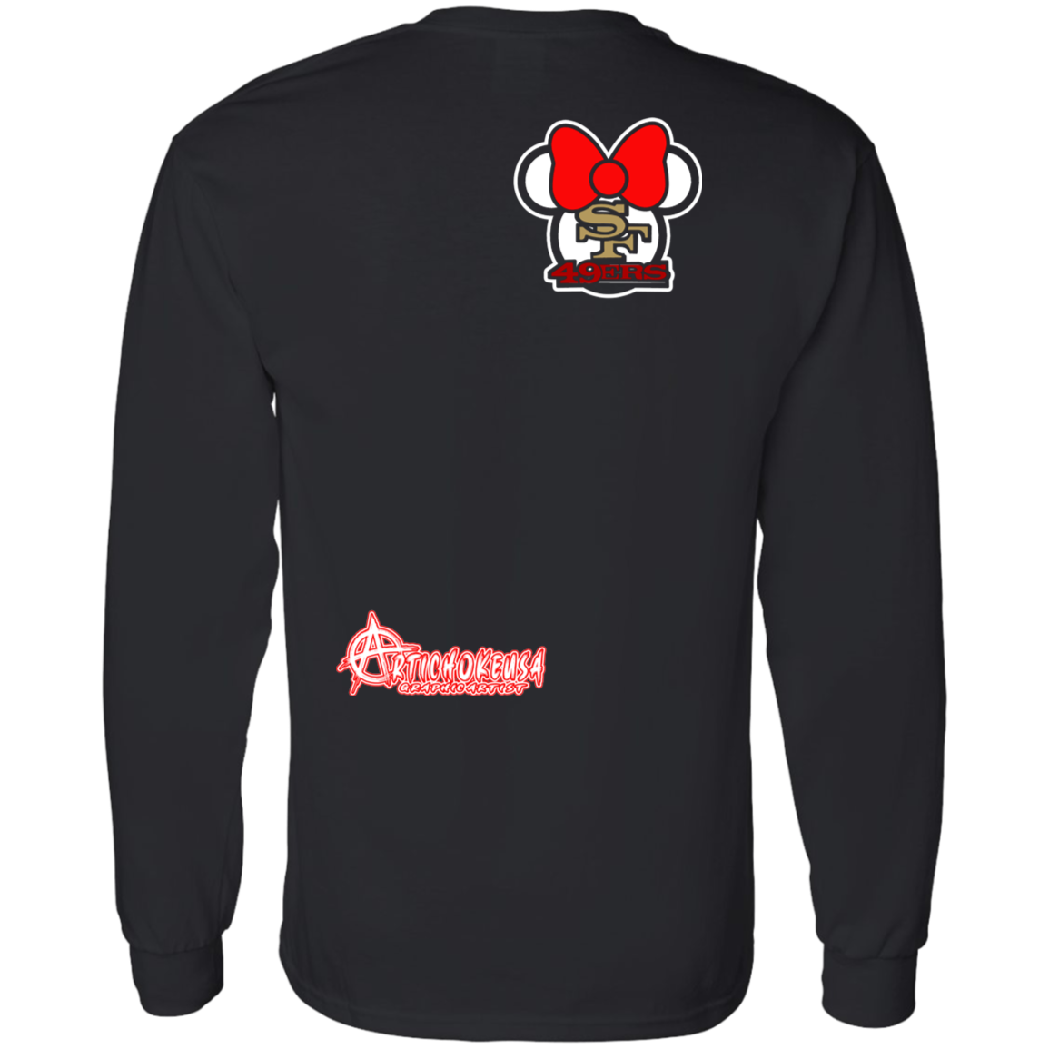 ArtichokeUSA Custom Design #51. These are a few of my favorite things. SF 49ers/Hello Kitty/Mickey Mouse Fan Art. 100% Cotton Jersey Knit T-Shirt
