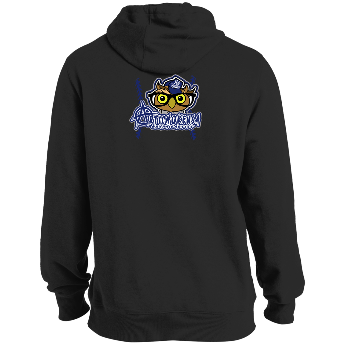 ArtichokeUSA Character and Font design. New York Owl. NY Yankees Fan Art. Let's Create Your Own Team Design Today. Tall Pullover Hoodie