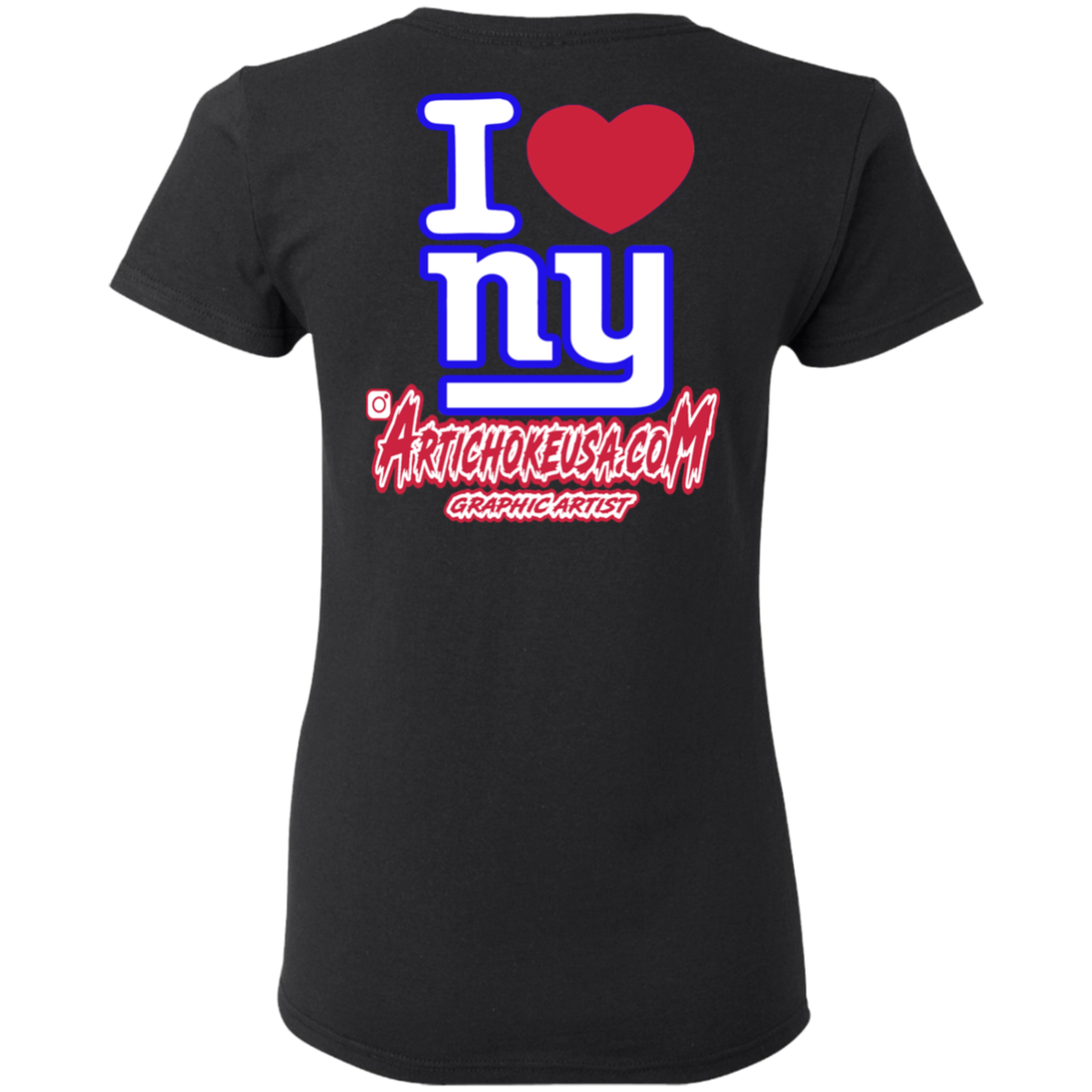 ArtichokeUSA Custom Design. I heart New York Giants. NY Giants Football Fan Art. Ladies' 5.3 oz. T-Shirt
