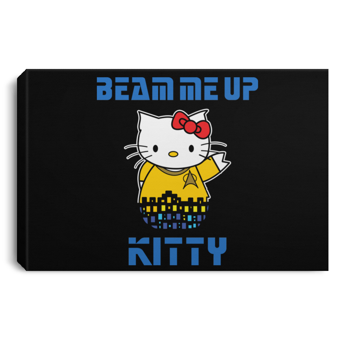 ArtichokeUSA Custom Design. Beam Me Up Kitty. Fan Art / Parody. Landscape Canvas .75in Frame