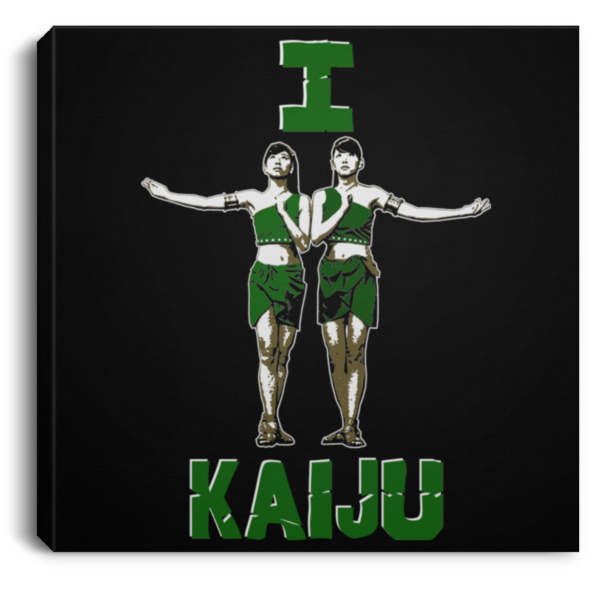 ArtichokeUSA Custom Design. I Heart Kaiju. Fan Art. Square Canvas .75in Frame