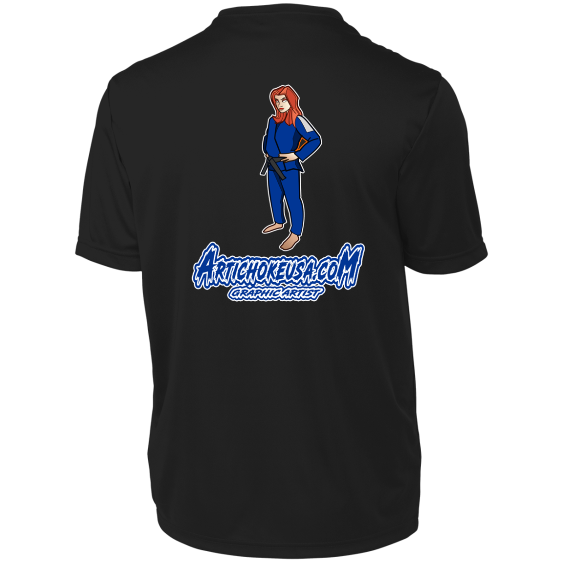 ArtichokeUSA Character and Font design. Let's Create Your Own Team Design Today. Amber. Men's Moisture-Wicking Tee