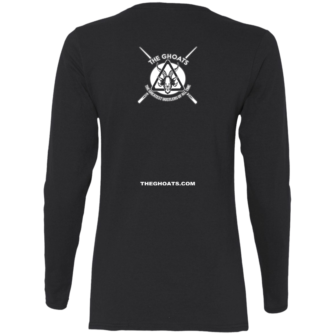 The GHOATS Custom Design #17. Inches From Greatness. Ladies' Cotton LS T-Shirt