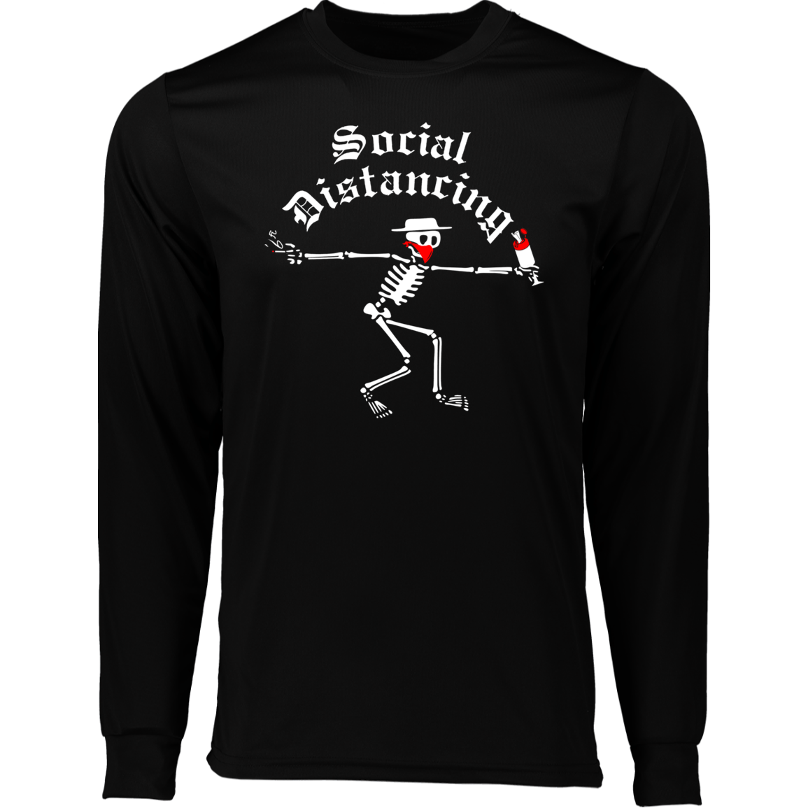ArtichokeUSA Custom Design. Social Distancing. Social Distortion Parody. Long Sleeve Moisture-Wicking Tee