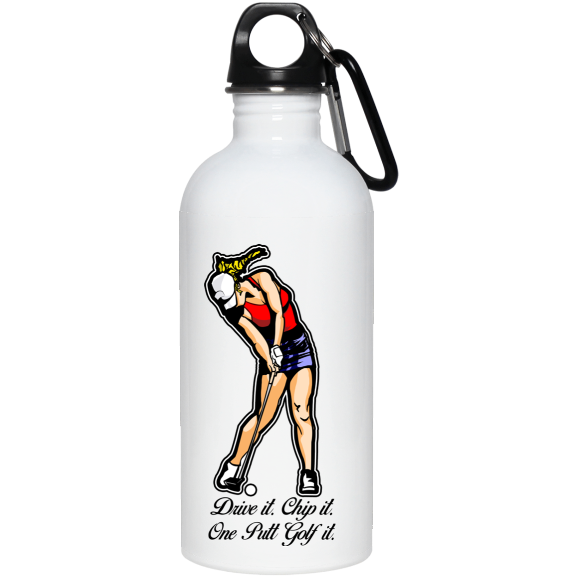 OPG Custom Design #9. Drive it. Chip it. One Putt Golf it. 20 oz. Stainless Steel Water Bottle
