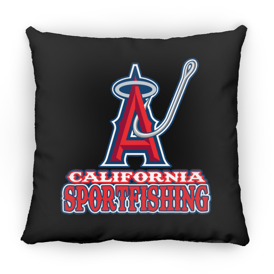 ArtichokeUSA Custom Design. Anglers. Southern California Sports Fishing. Los Angeles Angels Parody. Square Pillow 18x18