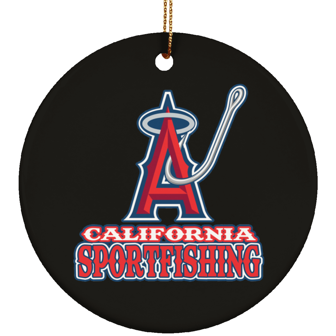 ArtichokeUSA Custom Design. Anglers. Southern California Sports Fishing. Los Angeles Angels Parody. Ceramic Circle Ornament