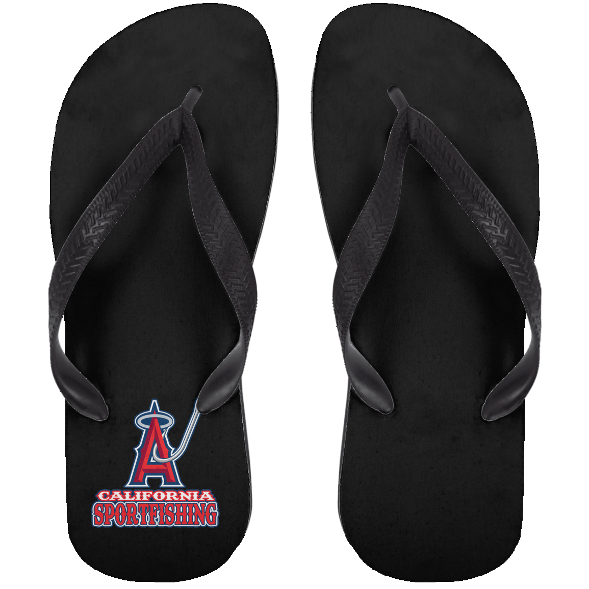 ArtichokeUSA Custom Design. Anglers. Southern California Sports Fishing. Los Angeles Angels Parody. Adult Flip Flops