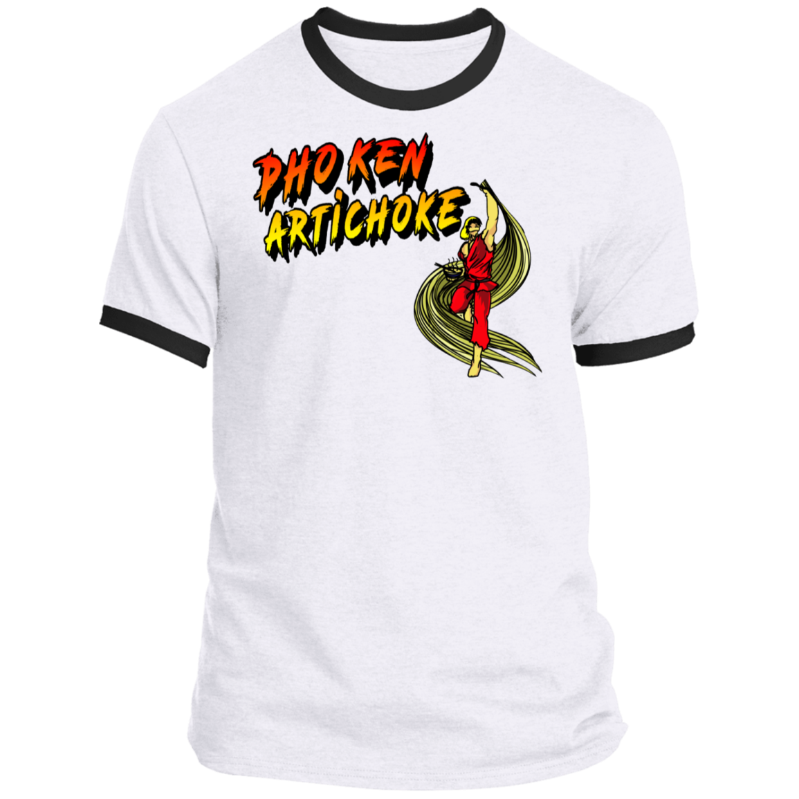 ArtichokeUSA Custom Design. Pho Ken Artichoke. Street Fighter Parody. Gaming. Ringer Tee