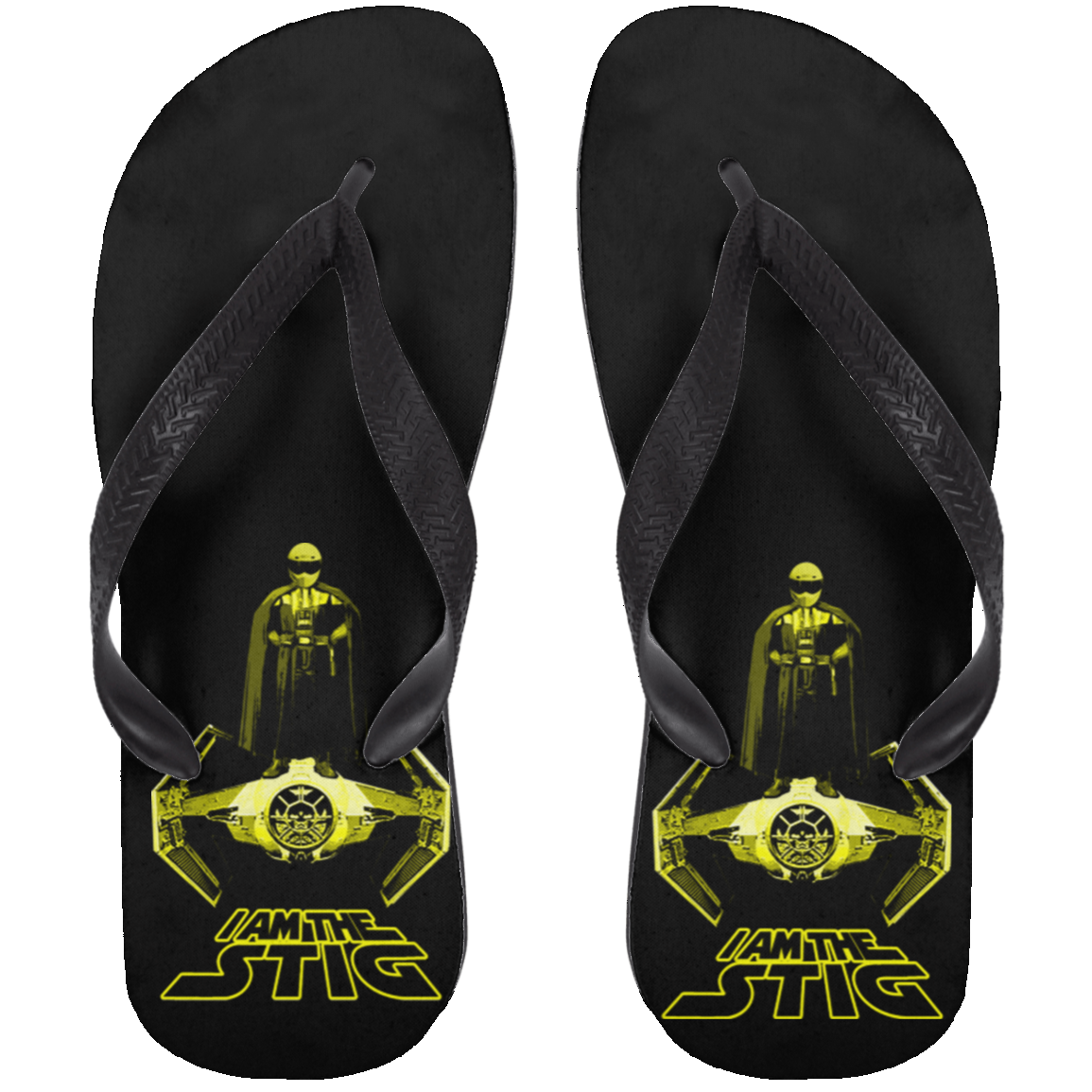 ArtichokeUSA Custom Design. I am the Stig. Vader/ The Stig Fan Art. Adult Flip Flops