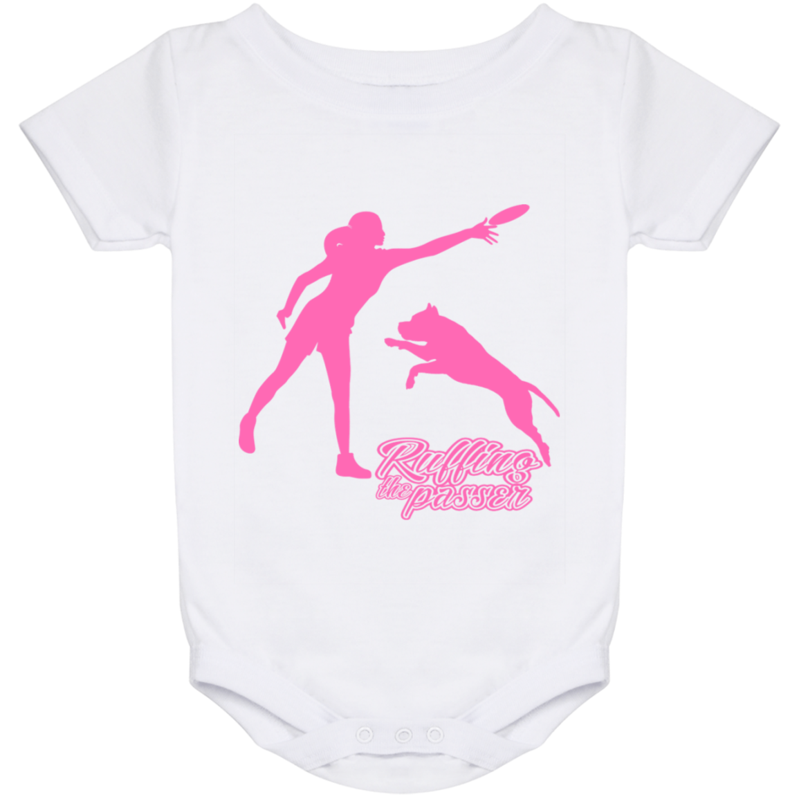ArtichokeUSA Custom Design. Ruffing the Passer. Pitbull Edition. Female Version. Baby Onesie 24 Month