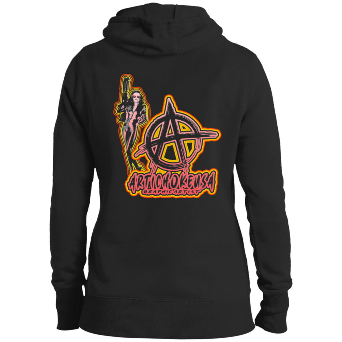 ArtichokeUSA Character and Font design. Let's Create Your Own Team Design Today. Mary Boom Boom. adies' Pullover Hooded Sweatshirt