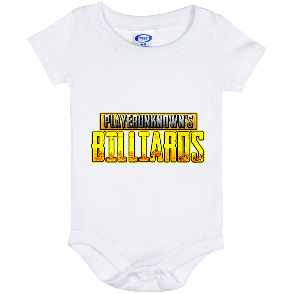 The GHOATS Custom Design. #27 PlayerUnknown's Billiards. PUBG Parody. Baby Onesie 6 Month