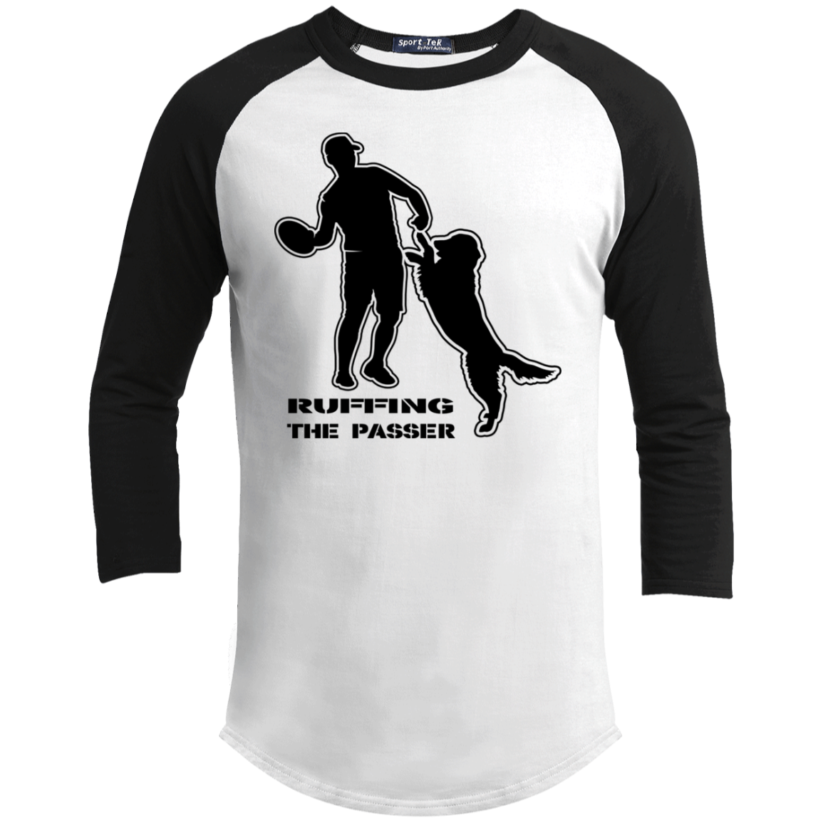 ArtichokeUSA Custom Design. Ruffing the Passer. Golden Lab Edition. Youth 3/4 Raglan Sleeve Shirt