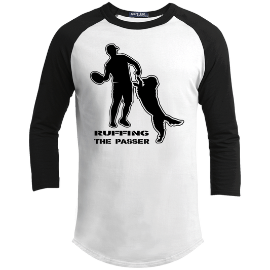 ArtichokeUSA Custom Design. Ruffing the Passer. Golden Lab Edition. Youth 3/4 Raglan Sleeve Shirt
