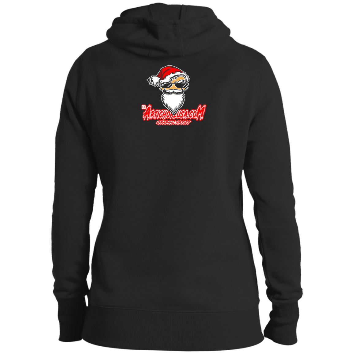 santa and hos front LST254 Ladies' Pullover Hooded Sweatshirt