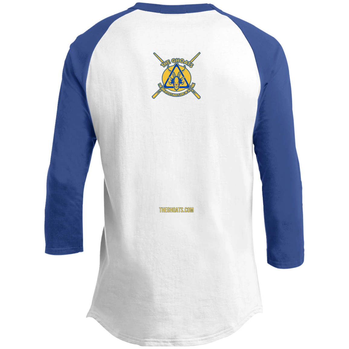 The GHOATS Custom Design. #12 GOLDEN STATE HUSTLERS. Youth 3/4 Raglan Sleeve Shirt