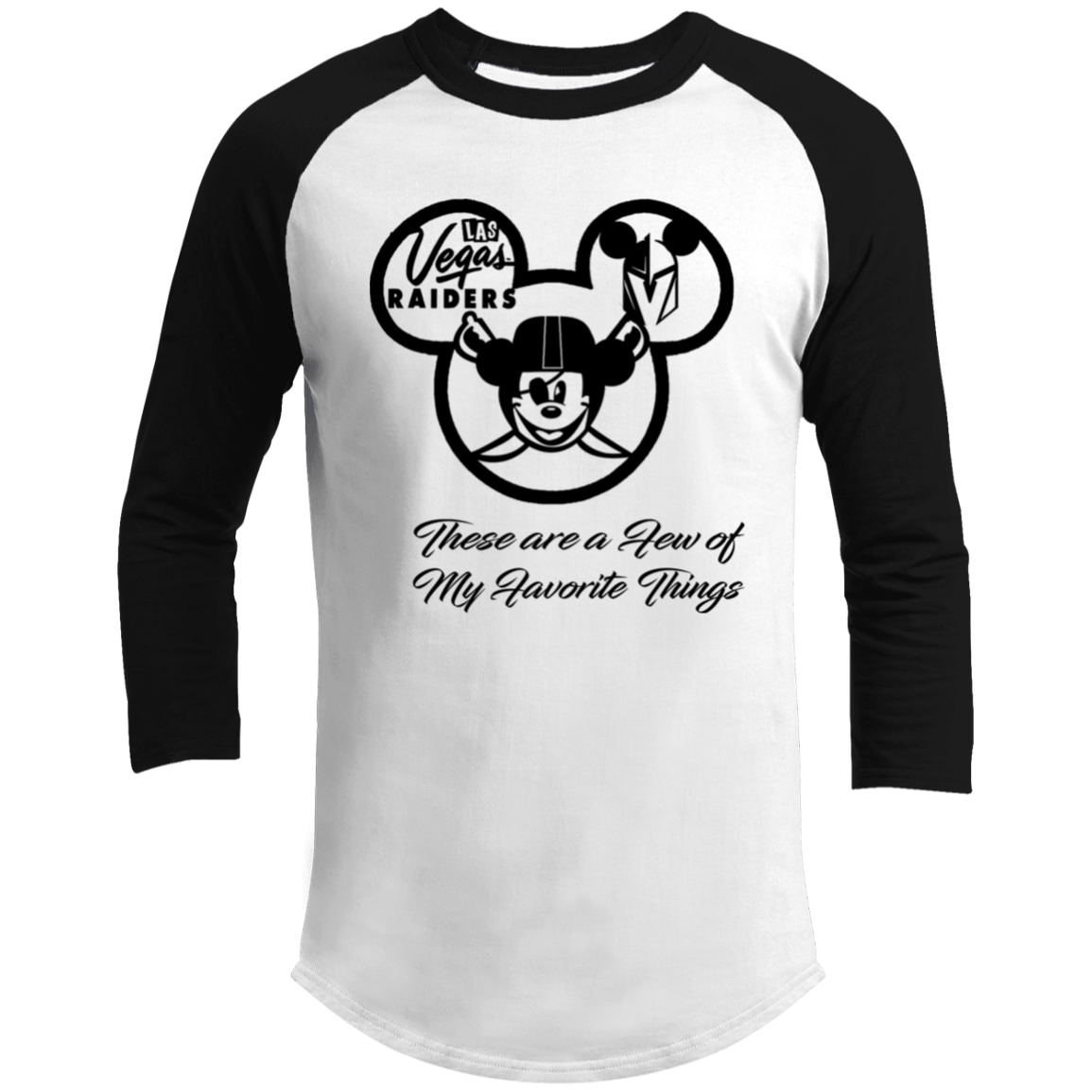 ArtichokeUSA Custom Design. Las Vegas Raiders & Mickey Mouse Mash Up. Fan Art. Parody. Men's 3/4 Raglan Sleeve Shirt
